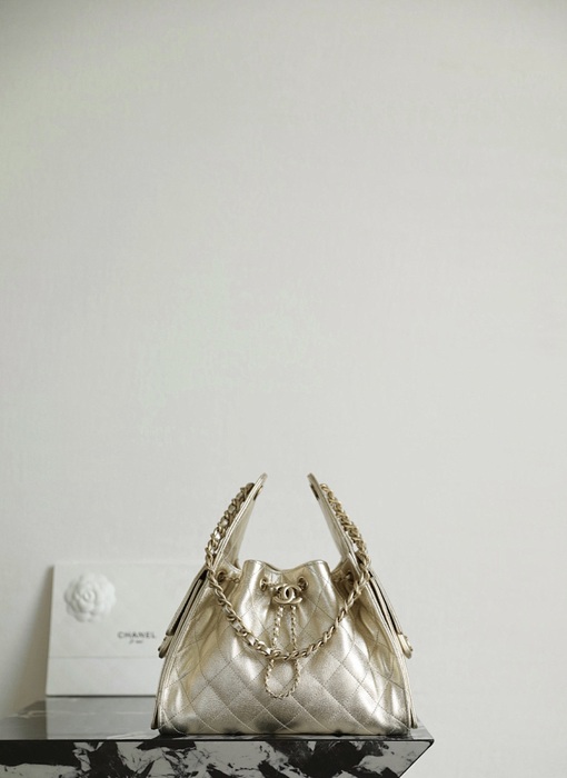 Chanel Metallic Leather Drawstring Bag