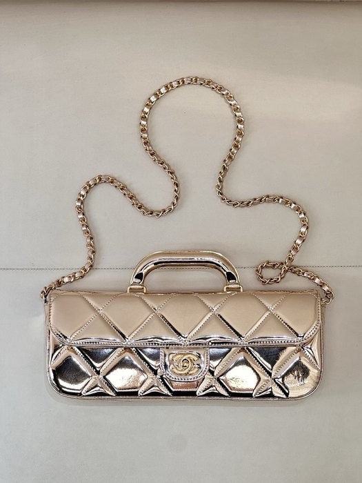 Chanel Metallic Quilted Mini Bag with Chain