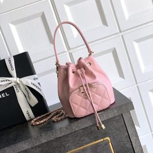 Chanel Pink Drawstring Bucket Bag