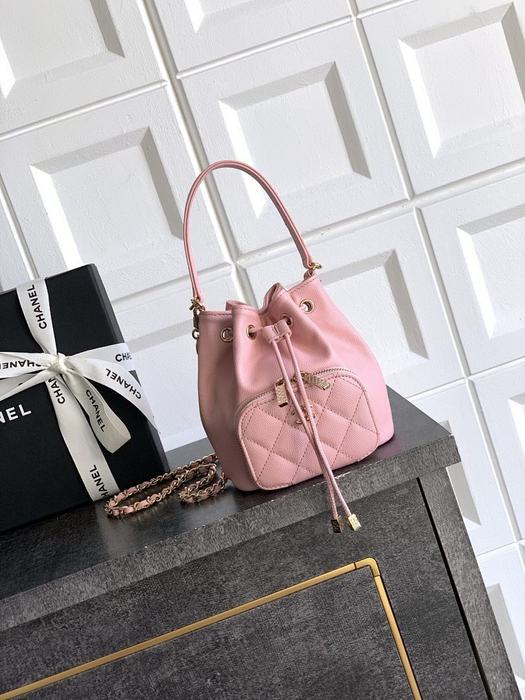 Chanel Pink Drawstring Bucket Bag