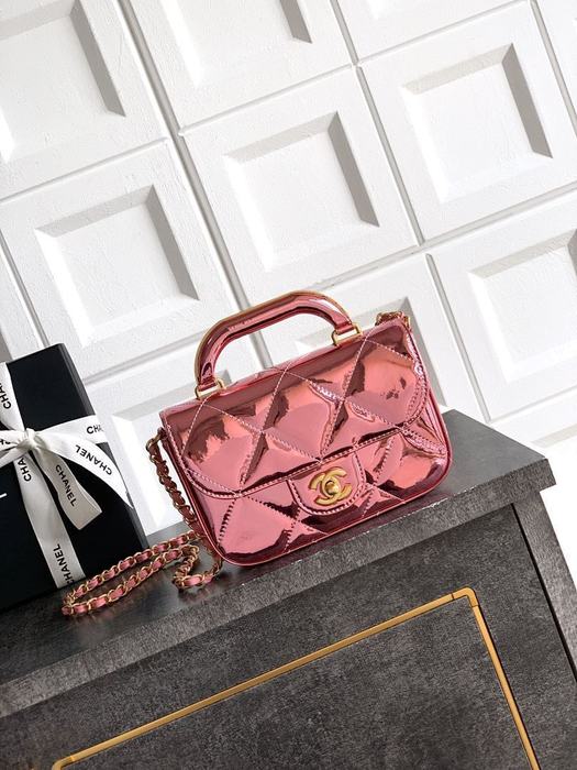 Chanel Pink Patent Leather Small Handle Bag