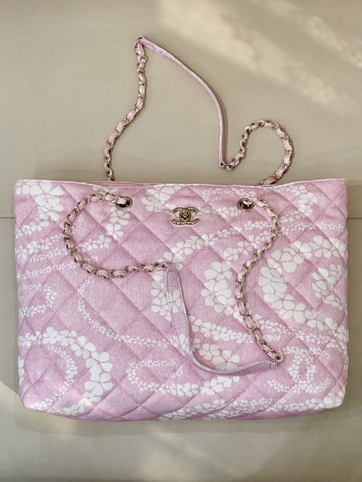Chanel Pink Quilted Fabric Tote