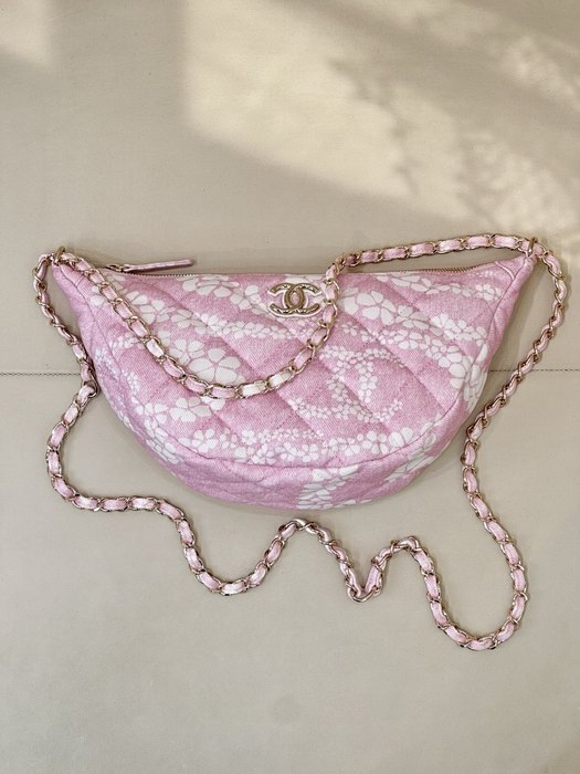 Chanel Pink Quilted Half Moon Bag