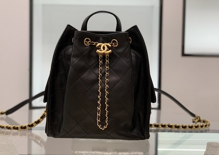 Chanel Quilted Black Leather Backpack
