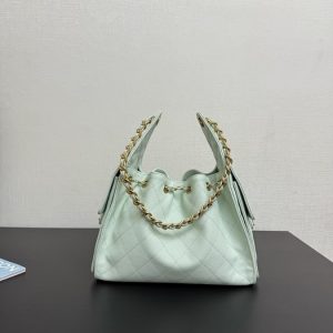 Chanel Quilted Bucket Bag Mint Green