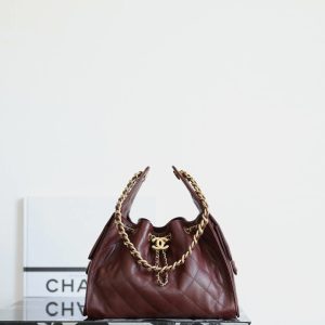 Chanel Quilted Burgundy Leather Boston Bag