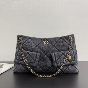 Chanel Quilted Denim Shoulder Bag 002