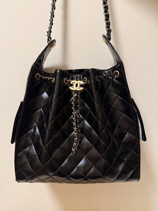 Chanel Quilted Drawstring Bucket Bag