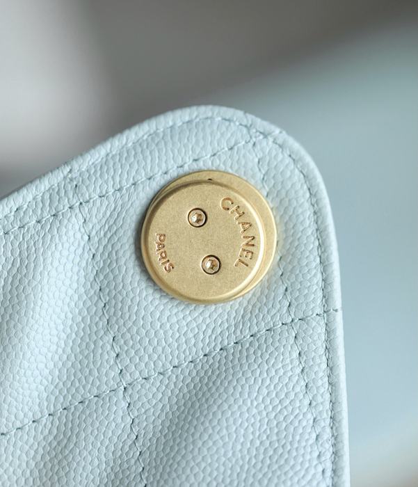 Chanel Quilted Drawstring Bucket Bag Light Blue