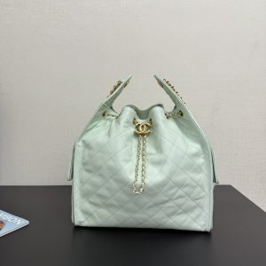 Chanel Quilted Drawstring Shoulder Bag Mint