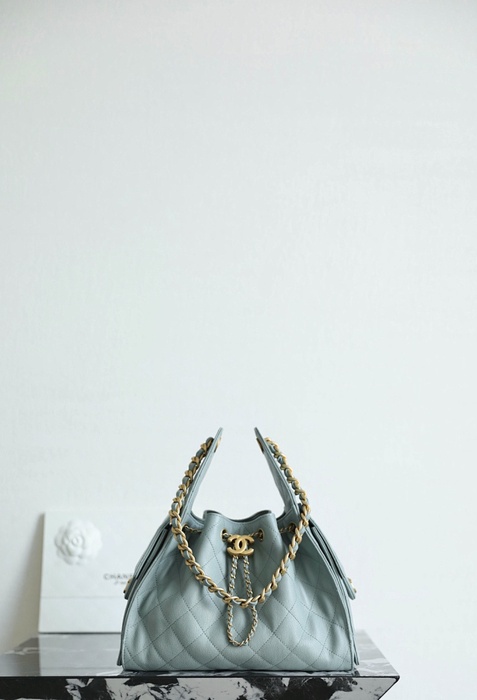 Chanel Quilted Leather Backpack in Light Blue