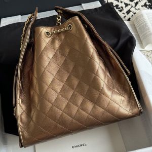 Chanel Quilted Metallic Bucket Bag