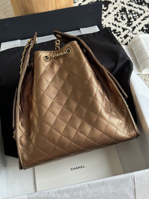 Chanel Quilted Metallic Bucket Bag
