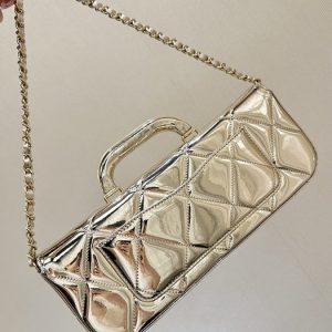 Chanel Quilted Metallic Gold Clutch