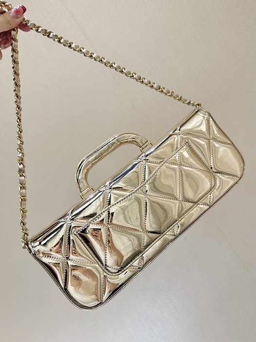 Chanel Quilted Metallic Gold Clutch