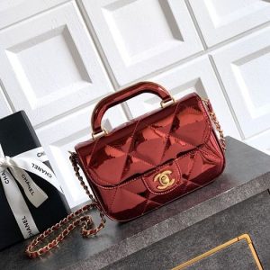 Chanel Quilted Patent Leather Top Handle Bag