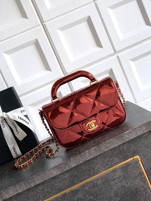 Chanel Quilted Patent Leather Top Handle Bag