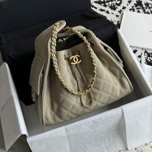 Chanel Quilted Suede Drawstring Bag