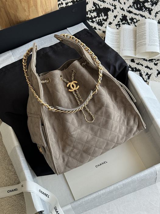 Chanel Quilted Suede Drawstring Bag 002