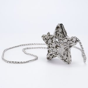Chanel Silver Crystal Star Clutch
