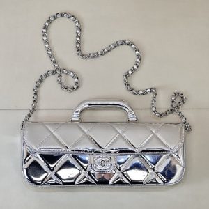 Chanel Silver Quilted Mini Shoulder Bag