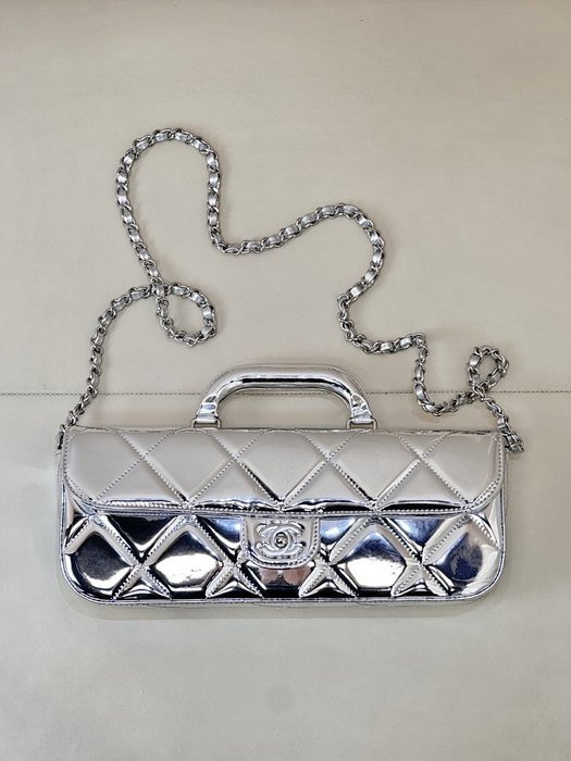 Chanel Silver Quilted Mini Shoulder Bag