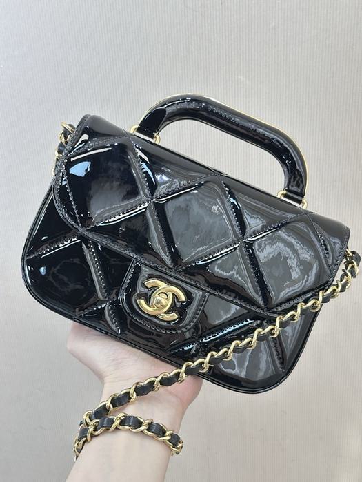 Chanel Small Black Patent Top Handle Bag