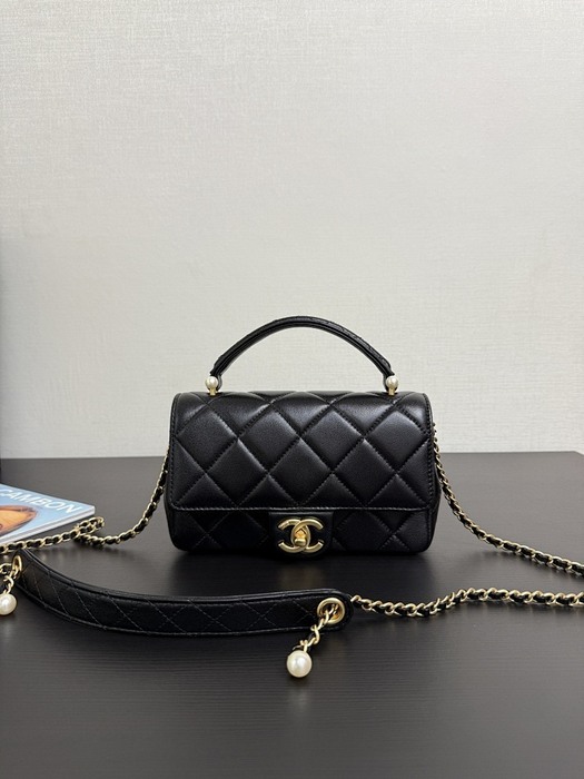 Chanel Small Black Quilted Leather Bag