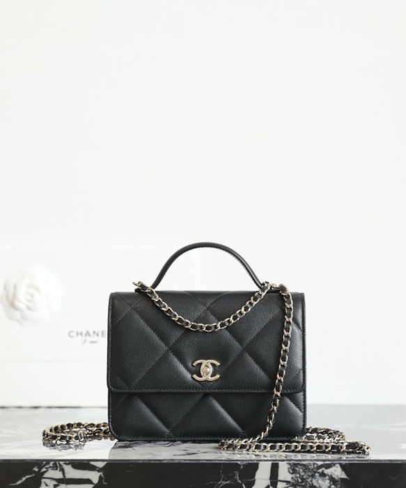 Chanel Small Black Quilted Leather Shoulder Bag