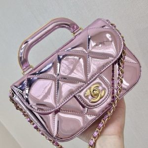 Chanel Small Pink Patent Leather Bag