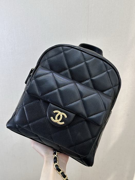 Chanel Small Quilted Backpack Black Caviar 001