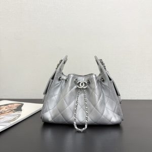 Chanel Small Silver Quilted Shoulder Bag