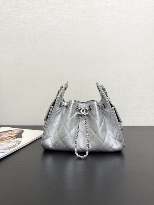 Chanel Small Silver Quilted Shoulder Bag