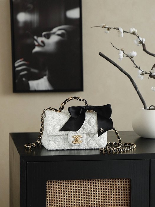 Chanel Small Tweed Flap Bag with Bow