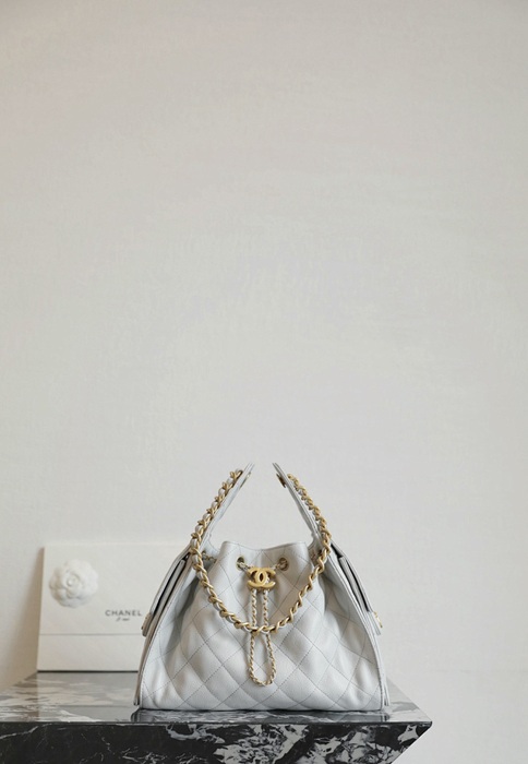 Chanel Small White Quilted Leather Shoulder Bag
