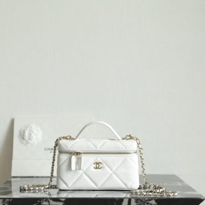 Chanel Small White Quilted Vanity Bag