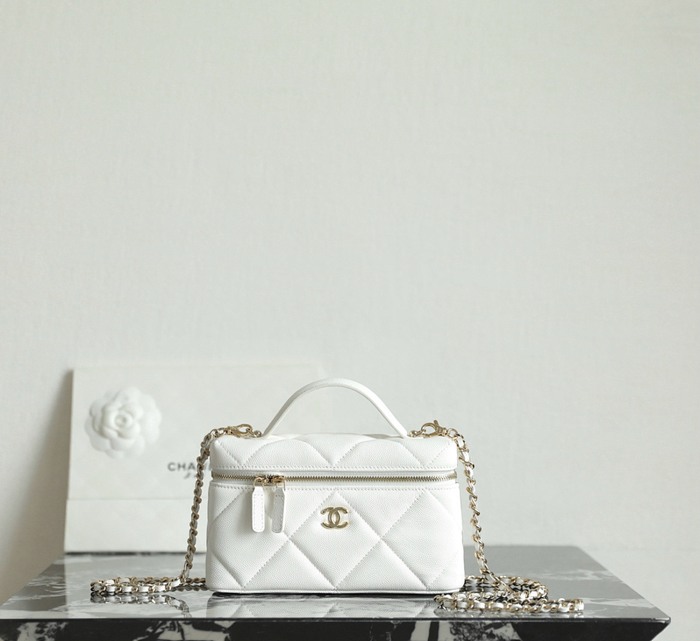 Chanel Small White Quilted Vanity Bag