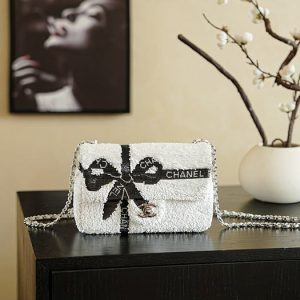 Chanel White Bouclé WOC Bag