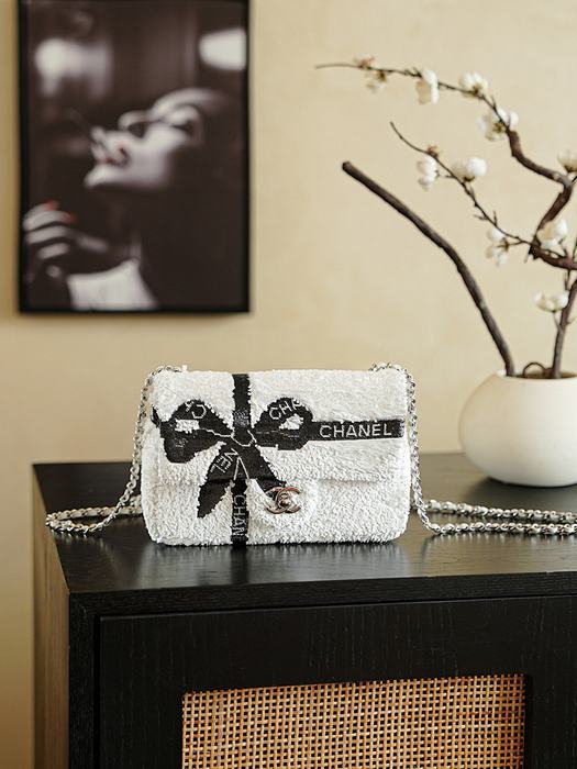 Chanel White Bouclé WOC Bag