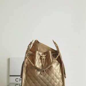Chanel Metallic Gold Quilted Shoulder Bag