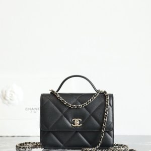 Chanel Small Black Quilted Leather Shoulder Bag