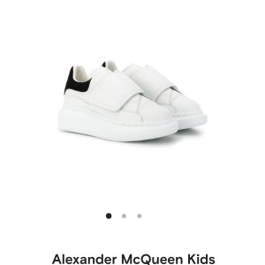 Alexander McQueen Kids Touch Strap Sneakers, White Black, Ex