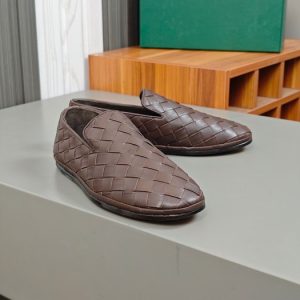 BottegaVeneta-Intrecciato-Loafers-with-Woven-Leather-Brown