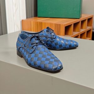 BottegaVeneta-Intrecciato-Woven-Leather-Derby-Shoes-Blue