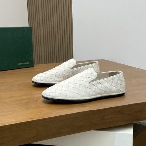 BottegaVeneta-Intrecciato-Woven-Leather-Loafers-White