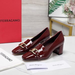 Ferragamo Burgundy Women shoes Yupoo 1:1