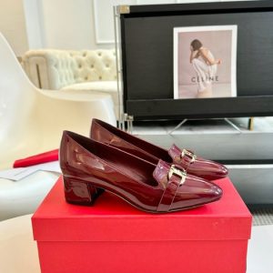 Ferragamo Burgundy Women shoes Yupoo 1:1