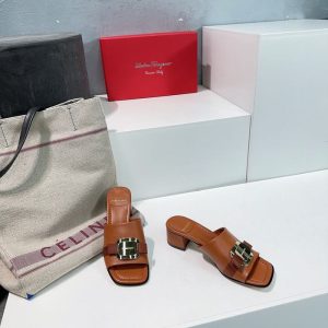 Ferragamo Brown Women shoes Yupoo 1:1