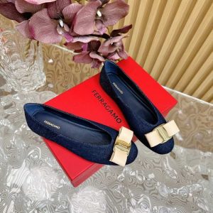 Ferragamo Navy Women shoes Yupoo 1:1