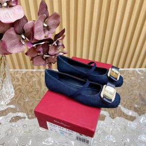 Ferragamo Navy Women shoes Yupoo 1:1